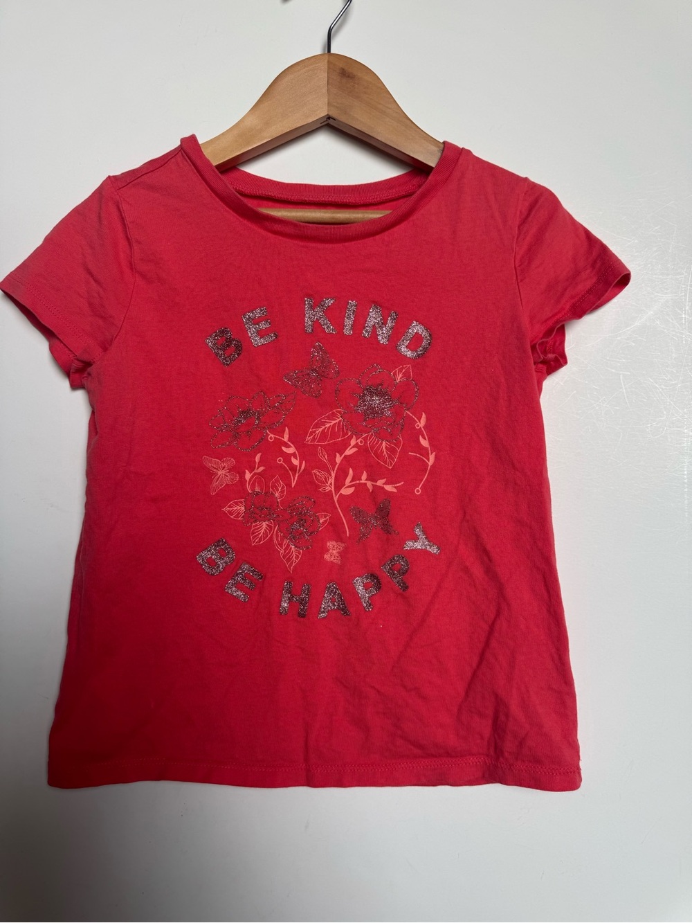 GirlsOshKosh B'gosh Short Sleeve Tee with Glitter 'Be Kind Be Happy' Graphic